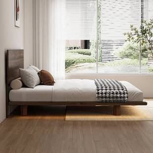 北美黑胡桃木无床头床榻榻米床小户型床全实木床床架矮床悬浮床