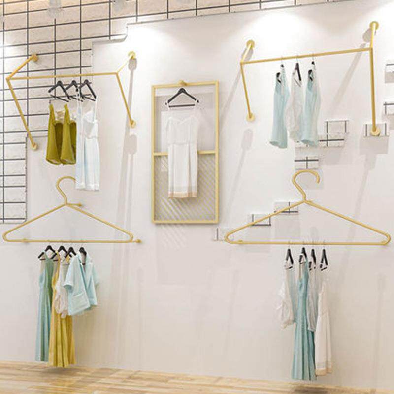 店铺铁艺服装架服装店墙上正挂展示架轻奢简约挂钩侧挂衣服架子