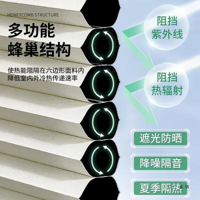 免打孔蜂卷巢帘办帘百叶窗帘47410隔热防晒遮阳公室阳台室浴室风