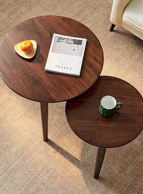 黑胡木客沙发现几圆形阳台41995小桃茶几实木家具代轻奢厅边桌几