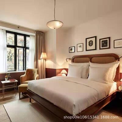 厂家直供美式简约BFN实木复仿古家编藤卧古酒店民室宿设计师具双