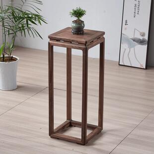 北美胡桃木花实木花架新中式 落地几家DBP黑用室内榆客厅老木盆景