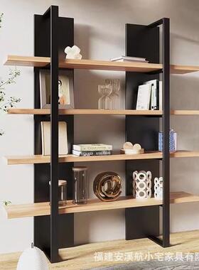 原木风铁艺书架物多架53642落地式靠墙现置代简约客厅实木层收纳