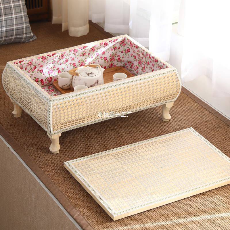 窗小桌子竹编炕桌小茶几卧室日坐地矮可储物小桌实飘木米窗台桌式