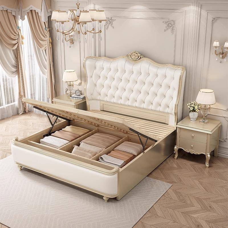 美实米木床法式轻奢主卧大床现代简约公主床欧式皮云#902#艺1式.