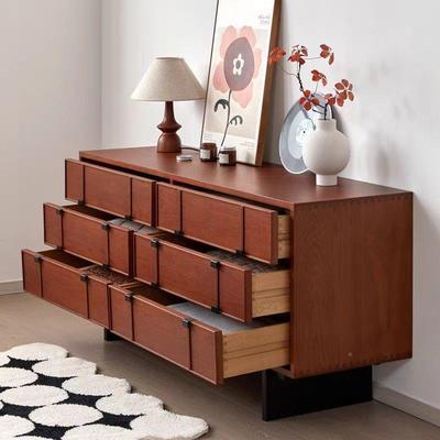 新5154款樱桃木法复式古古实木六柜客厅卧室床尾靠墙中风多层收斗