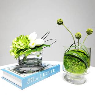 现代简约透明花器样板房花艺售楼处桌花餐厅装饰摆放仿真假花插花