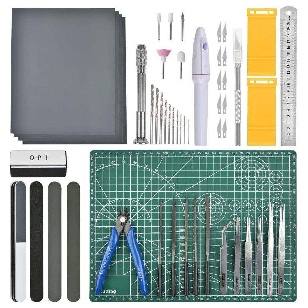 模型修边去毛刺工具包53件模型拼装搭建抛光打磨工具套装