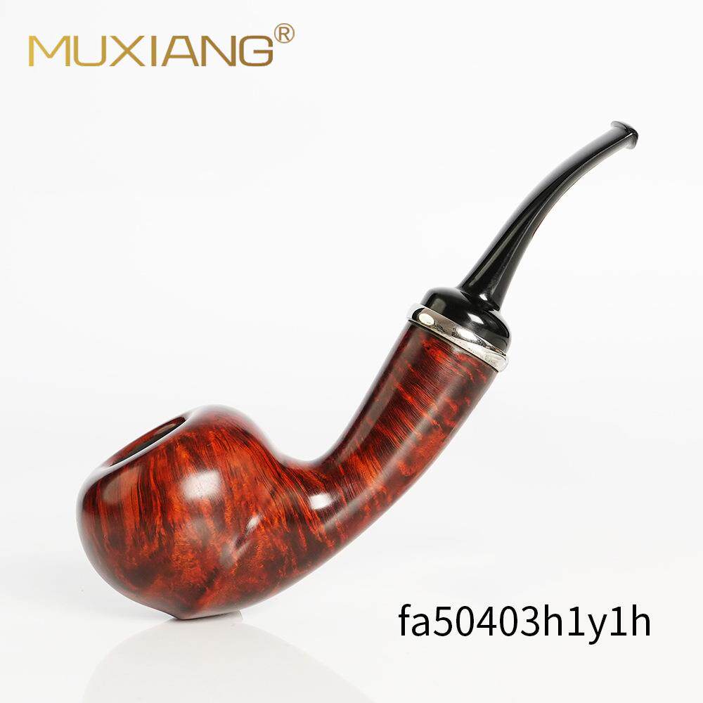 木香石楠木烟斗手工长腿橡果带银圈黑色坎伯兰男士烟锅实木烟袋锅