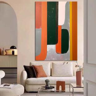 纯手绘几何色块油画客厅大芬村抽象装饰画玄关餐厅卧室无框挂画