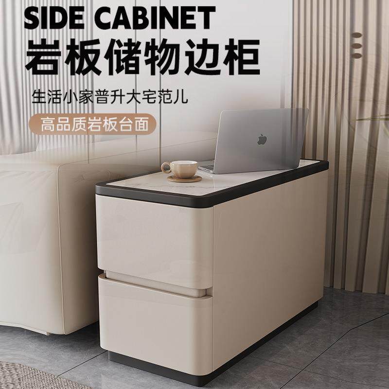 可移动沙发旁边的边几轻奢高级感客厅带轮子推拉茶几实木边柜侧柜