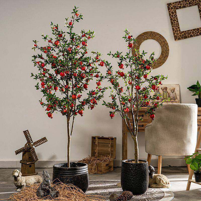 中式仿真石榴树果树假花石榴果绿植家居客厅店铺橱窗落地装饰摆件