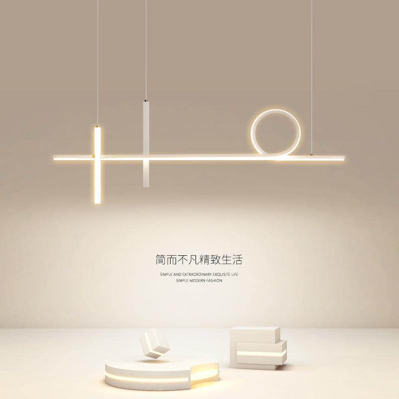 led餐厅灯吊灯现代简约北欧创意客厅吧台灯饭厅餐桌一字长条灯具