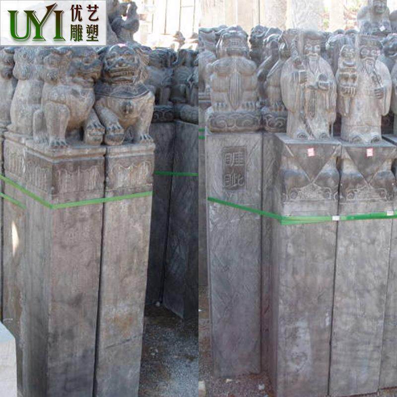 中式狮仿古石雕拴马桩现货青石雕刻园林庭院广场摆件