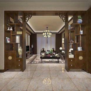 新中玄GAG关博古架隔断屏风柜关书酒入式户客厅进门实木月亮门拱