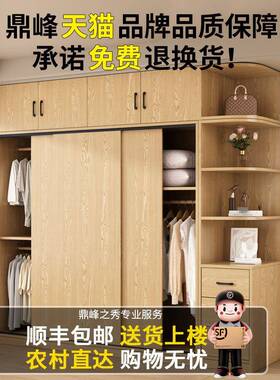 柜家用简卧FS758574室推拉门原木实木出租房收纳物衣柜小户型易儿