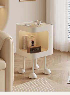 可柜奶爱油风床头柜带家用卧室床头边置灯物71667架子小茶几简约