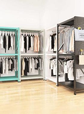 灰绿色货衣架卧室家用落地洞组合衣租JQP帽架出房用钢制洞板架挂