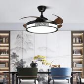 5208扇扇室黑色客厅电扇现代轻新中式 中奢式 风扇灯餐厅卧隐形AH