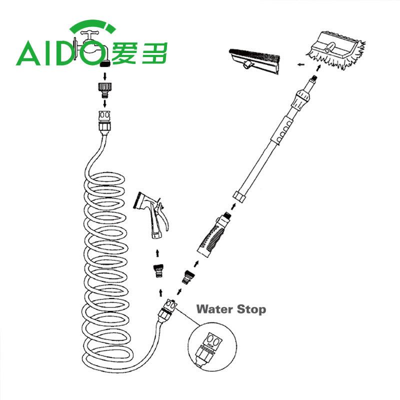 卡车用通水毛刷套装洗车工具装带备携洗车QAE工具便通水刷