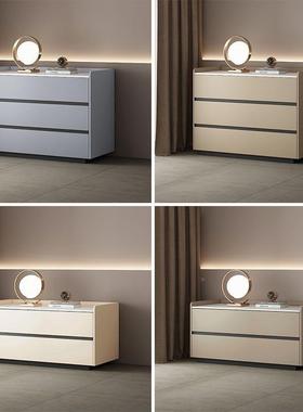 Y奢a环保代OBK加宽床边柜斗柜简约网红轻极简皮艺现卧室l床头柜意