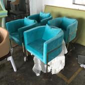 台铁艺软垫沙发椅餐椅办公前接待椅售楼洽谈梳妆椅部TX7856化妆椅