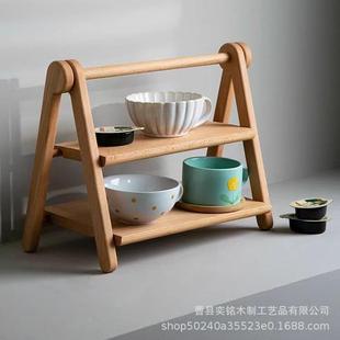 木质层置物架派对木50170点心甜品陈架多家用桌面杂物列整理架实