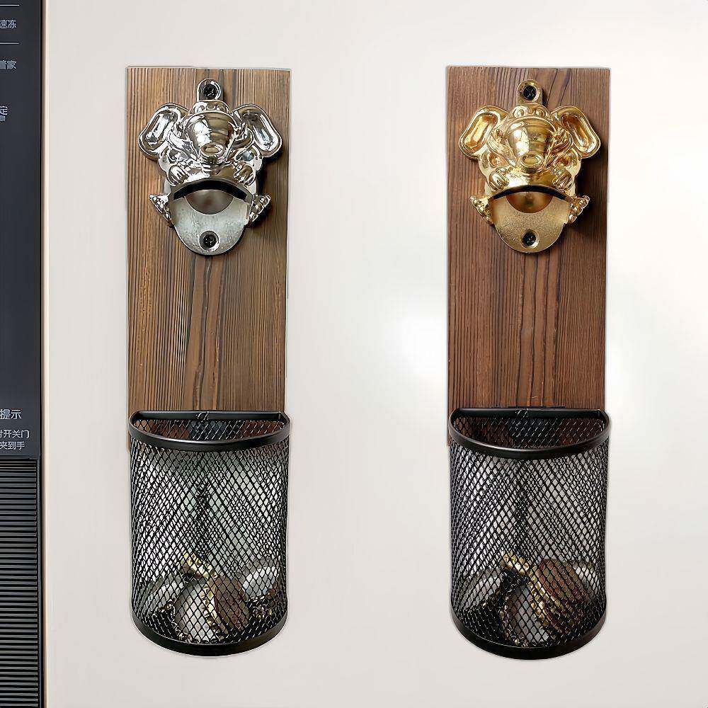 器创网红啤酒意开瓶开器壁43921挂式起子冰箱磁吸象头实木瓶壁挂