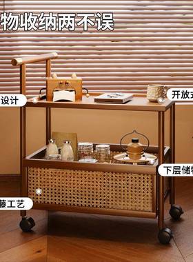 物架可51563移动茶几客厅非实木沙发边几带置轮小车推中古收风多