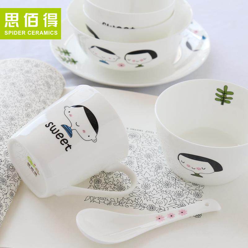 唐山Z1204骨瓷餐具套装碗式盘16家创意用韩陶瓷器骨瓷餐具头套装