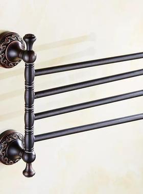 黑色仿NFH古复古全铜毛巾架活旋动巾挂杆欧式毛卫生间转毛巾架
