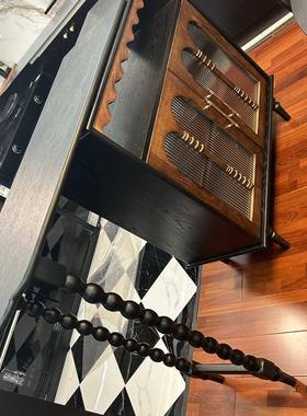 法式收复古用纯实木小户型吧台家隔断一体客70475厅美式纳柜餐边