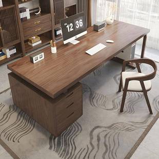 全实木电脑办公桌抽家用书桌办公桌室老板桌工作字台NXN长条写台