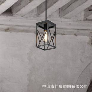 跨境亚马逊农舍仿古吊灯几何铁架餐厅房入工口门厅79339业单厨头