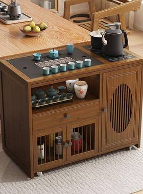 新式移动茶轮台小茶桌家用茶车带阳中台茶几厅烧水壶客87885一体