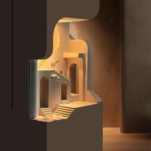 建筑石膏灯入式楼梯转角嵌围感应拐角夜灯壁912龛灯设嵌计师内氛