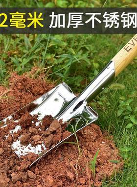不钢锹锹加厚农28738用不锈钢铁锹小铲户外种花挖锈土园艺子平铲