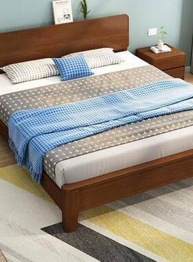 简约实木床单双.人床1.8店mDZK12.米原木橡木床酒公寓民宿家具15