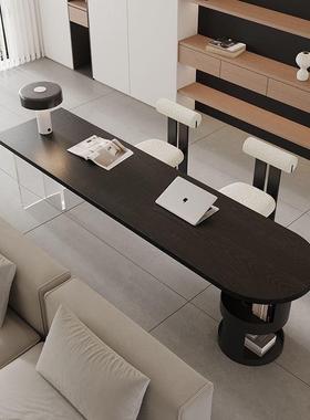 现靠墙沙长书桌26244木双实人学习桌电代脑桌松木横厅发后长条桌