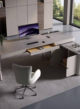 岩板办公桌茶桌一体现两用ZG-71480电高桌书房端老板代简约脑轻奢