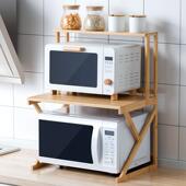 房物GEN子架台面双层微波炉厨置架桌面调料烤箱收纳架竹实木