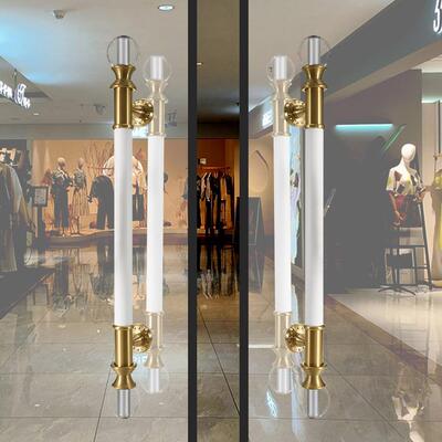 拉玻璃门拉手厚水晶不别锈钢74501大门拉手轻奢黑加色墅酒店实木