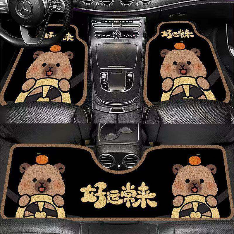 可爱汽耐车驾工厂不支驶脚垫单片车内丝土圈可水洗脏汽车垫卡刮通