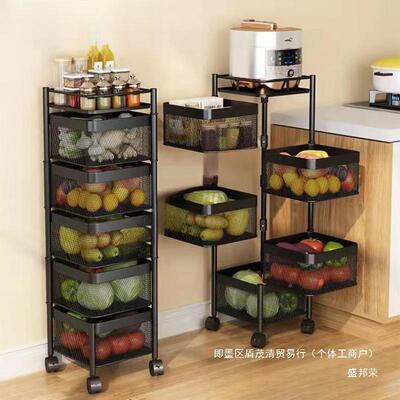 架厂家12276直销厨房蔬菜置物多层落可地方形旋转菜篮子果水转角