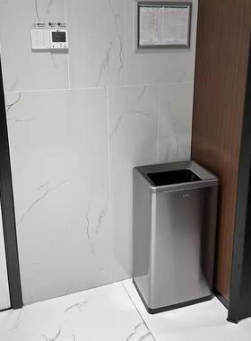 垃圾桶商用容量环大筒34876方形手不锈钢办公楼无盖高境档50升檫