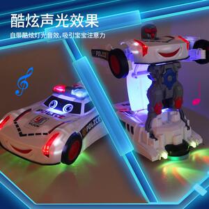 机包QTO器人声光电动玩具万形警车全变自动向行驶音乐儿童炫酷邮