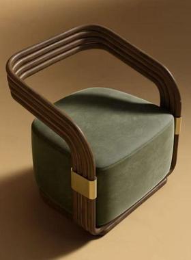 欧藤编闲沙椅复古发32698弧形藤艺单人沙式发休民宿客厅阳台软包