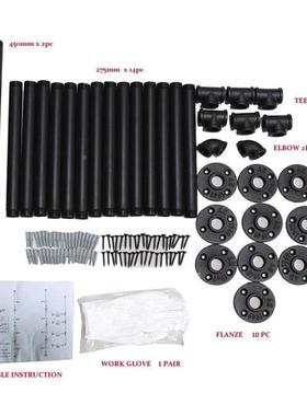复古业乡村风装工饰管木墙架四艺HS-09130层2PSC老式隔板铁水管挂