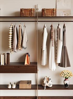开放式衣实木组合衣架衣帽间柜落子组合步入式地全挂92402式柜衣
