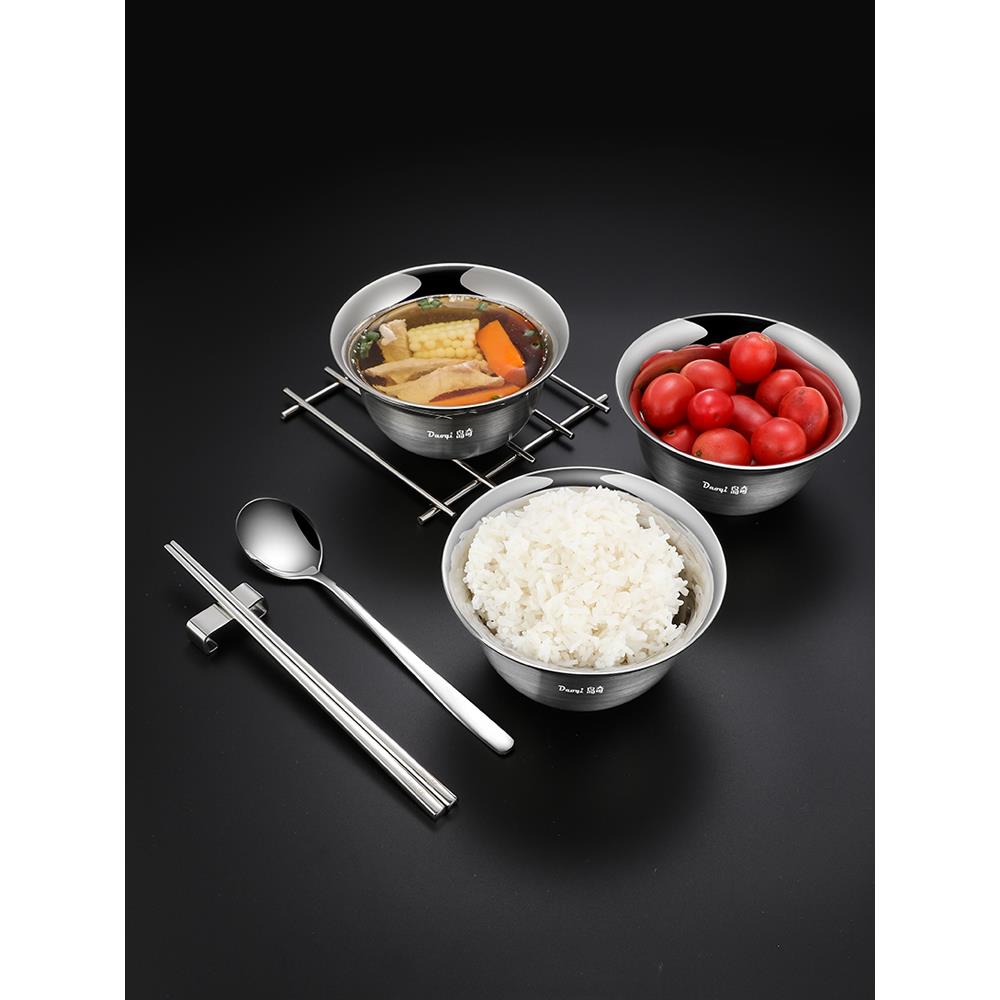 岛奇30不锈钢碗便携式碗套筷4装旅游F96JS8J6外出餐具儿饭童碗露